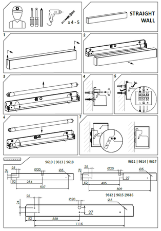 Kinkiet Straight Wall Led Graphite M 7561